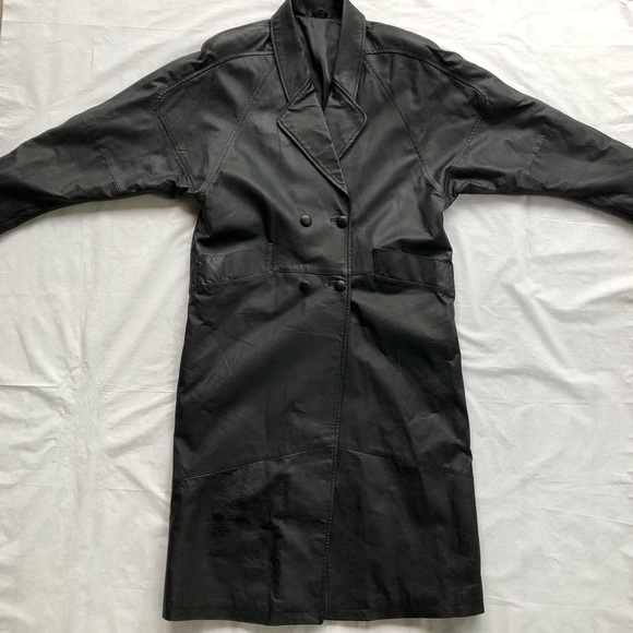 Greg Bell Black Leather Double-Breasted & Fully Lined Coat Style GB7302 Size S - Picture 8 of 12